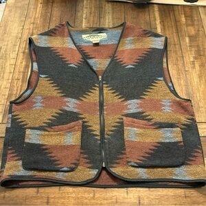 Phenom Southwestern Aztec Woven Zip Vest Men’s XL Boho Western Tribal 90’s